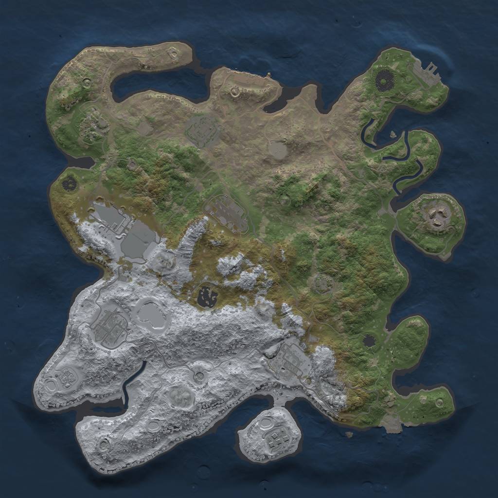 Rust Map: Procedural Map, Size: 3600, Seed: 76290162, 17 Monuments