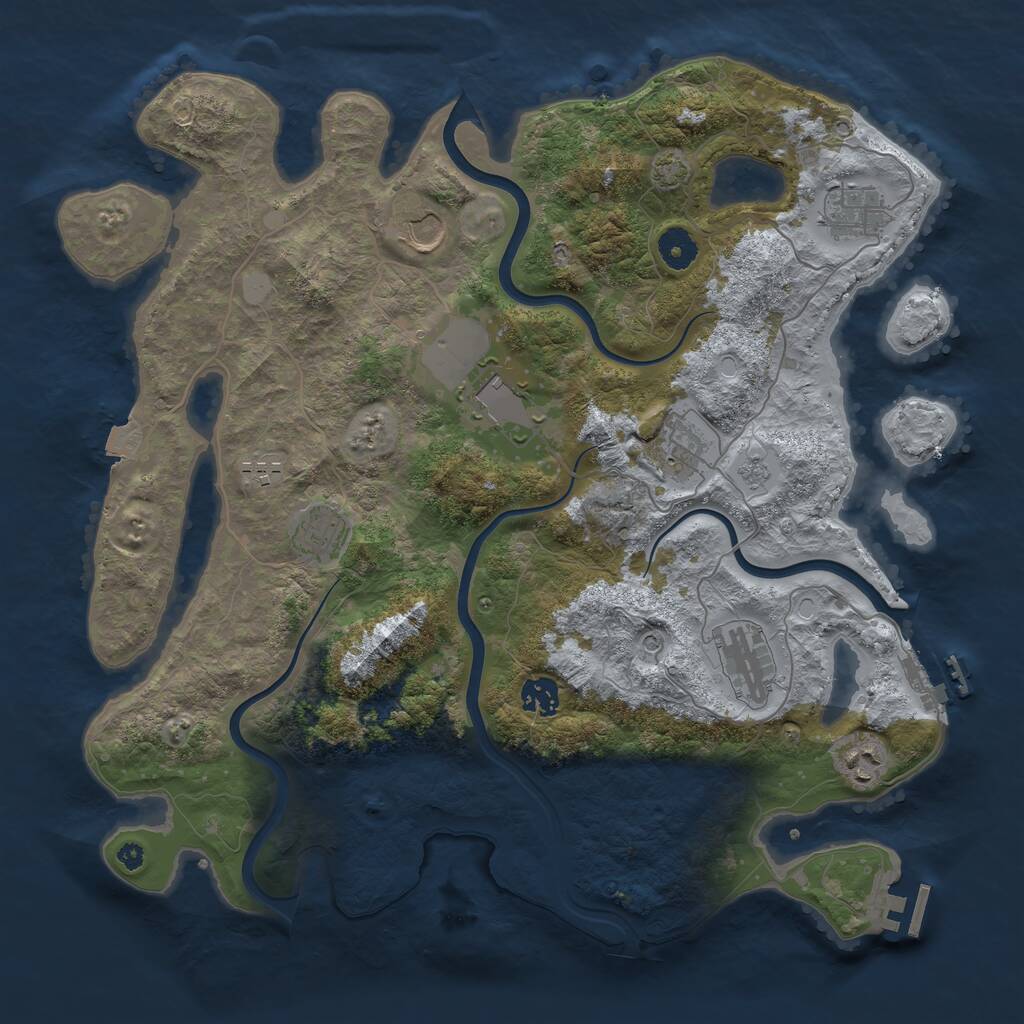 Rust Map: Procedural Map, Size: 3900, Seed: 42543679, 15 Monuments