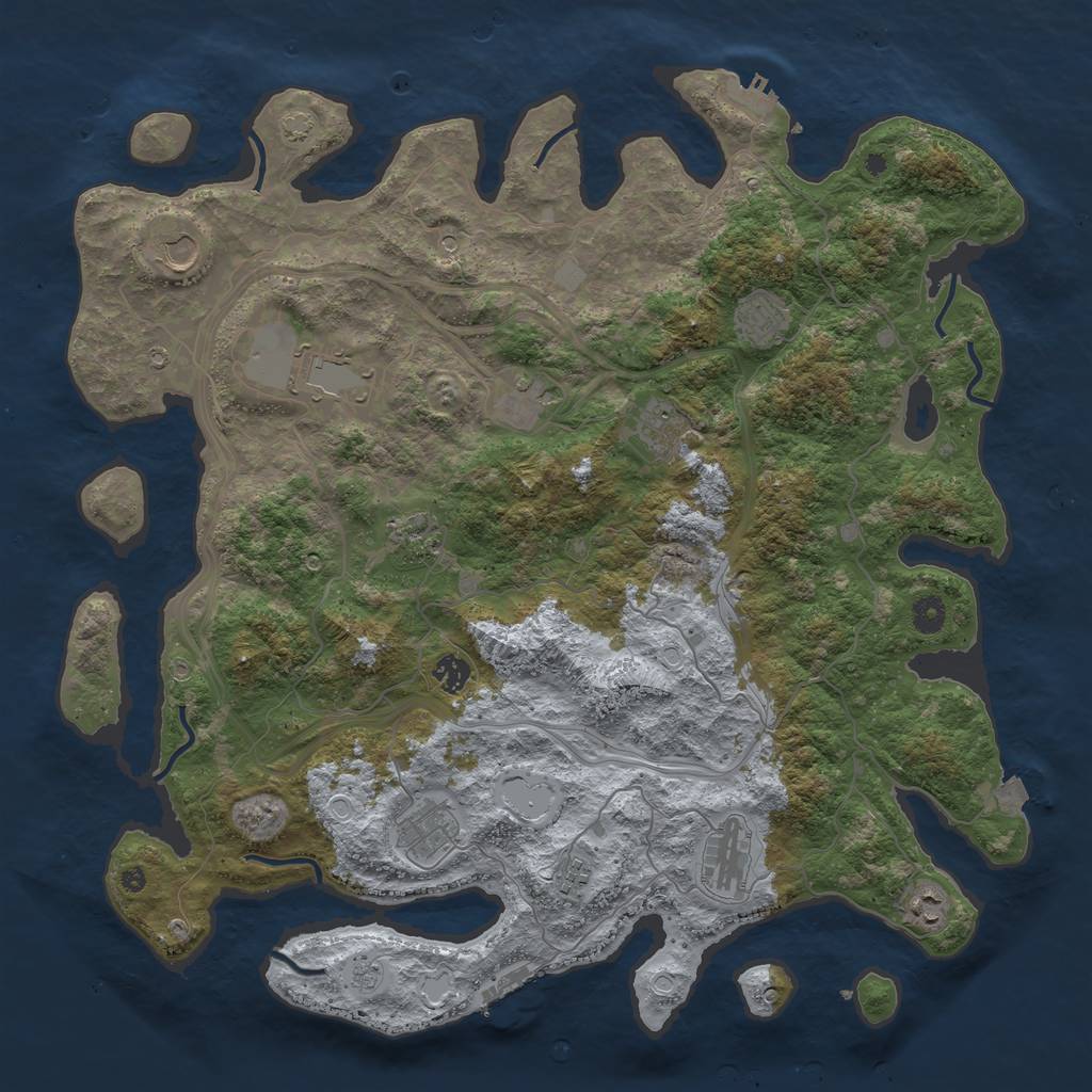 Rust Map: Procedural Map, Size: 4500, Seed: 1724727410, 19 Monuments