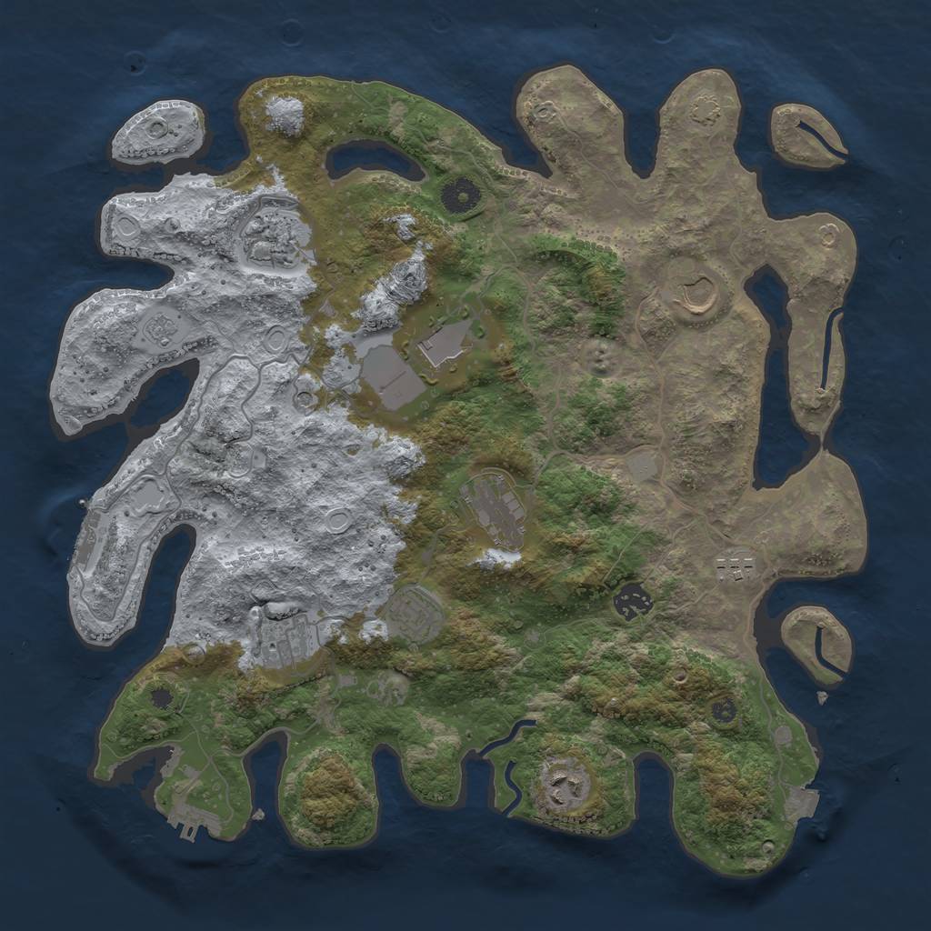 Rust Map: Procedural Map, Size: 3800, Seed: 10139480, 17 Monuments