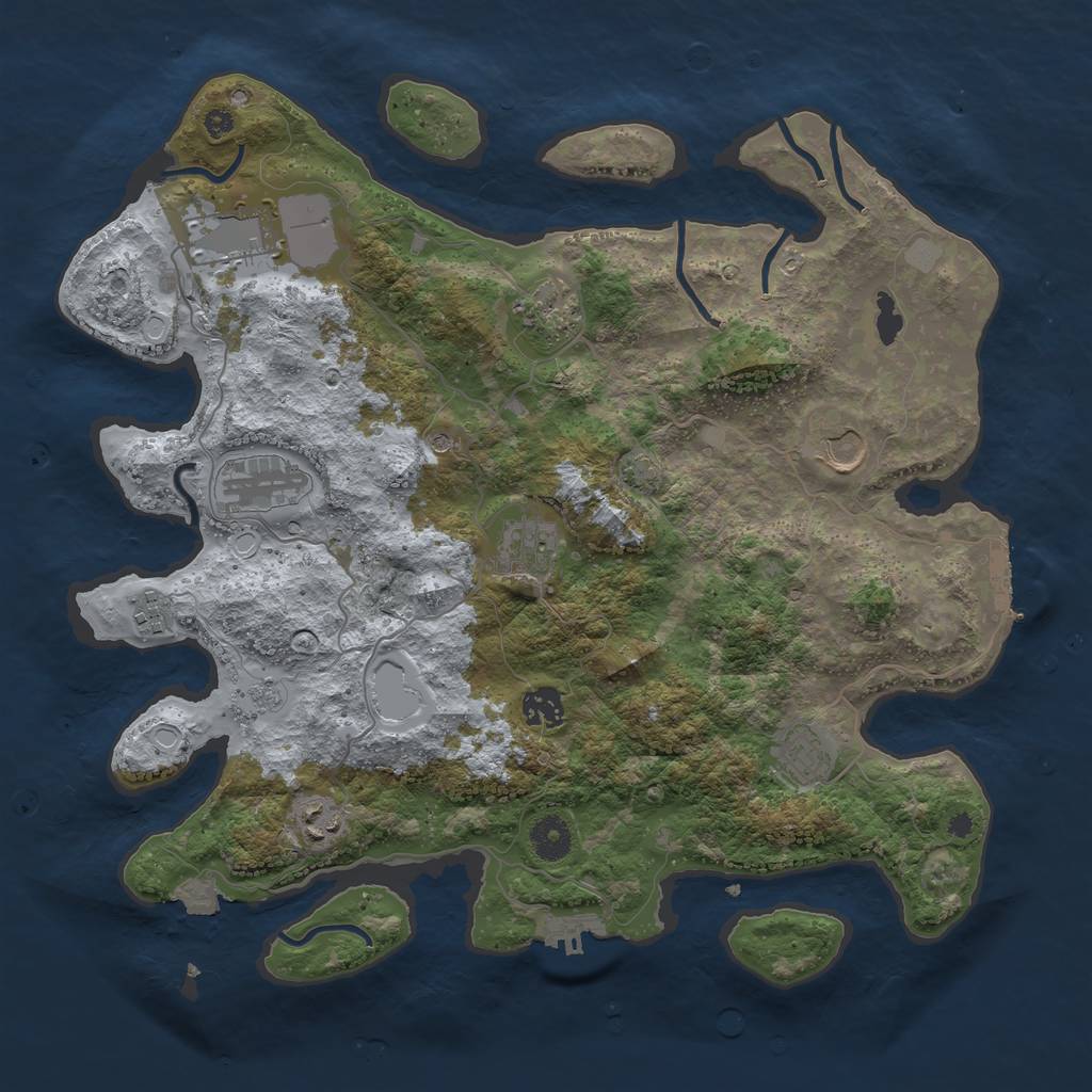 Rust Map: Procedural Map, Size: 3850, Seed: 48145603, 17 Monuments