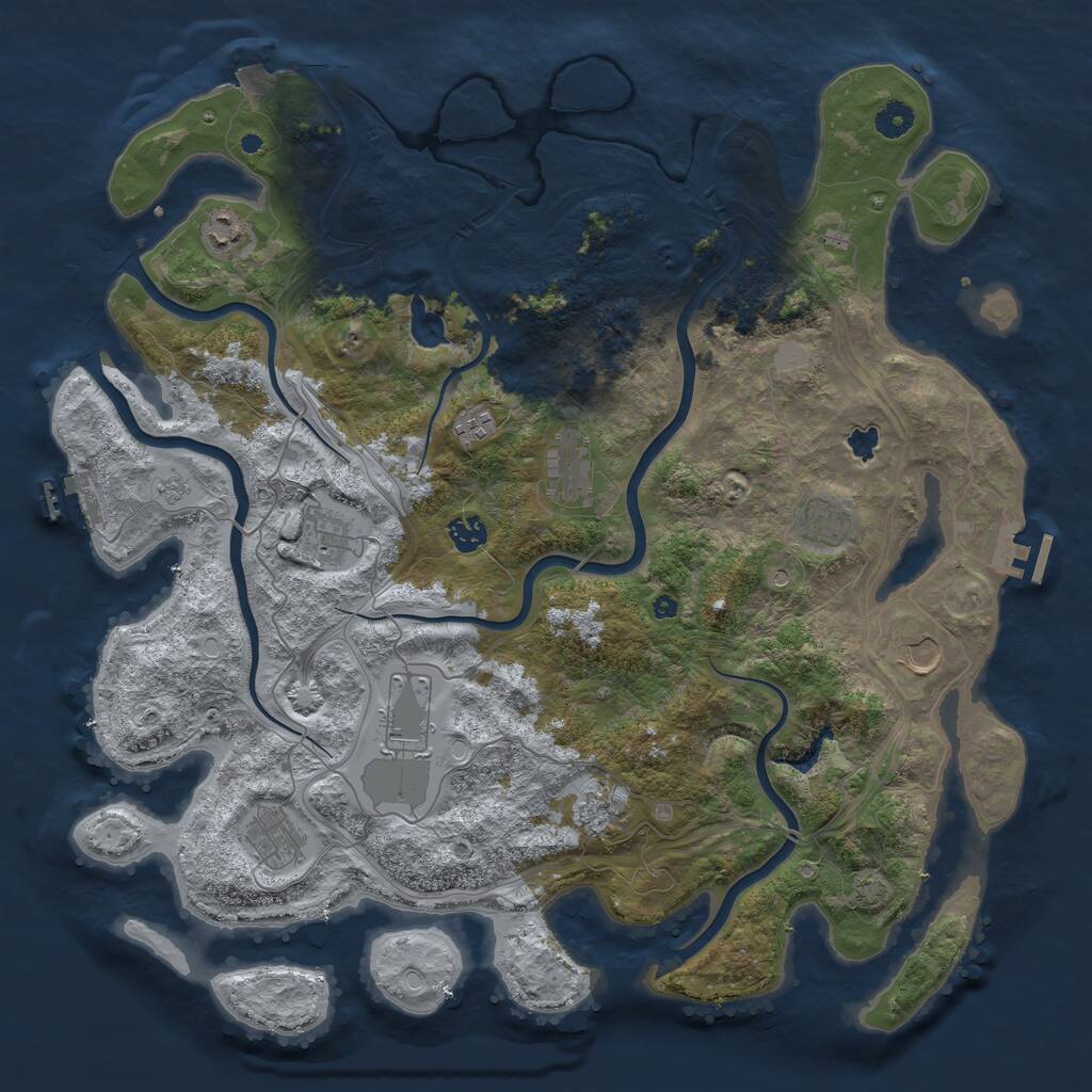 Rust Map: Procedural Map, Size: 4400, Seed: 66910545, 16 Monuments