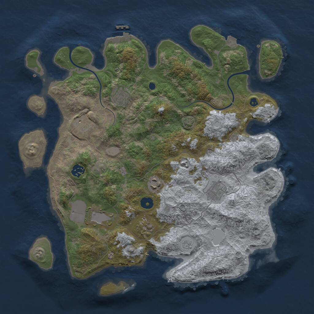 Rust Map: Procedural Map, Size: 3800, Seed: 71210095, 13 Monuments