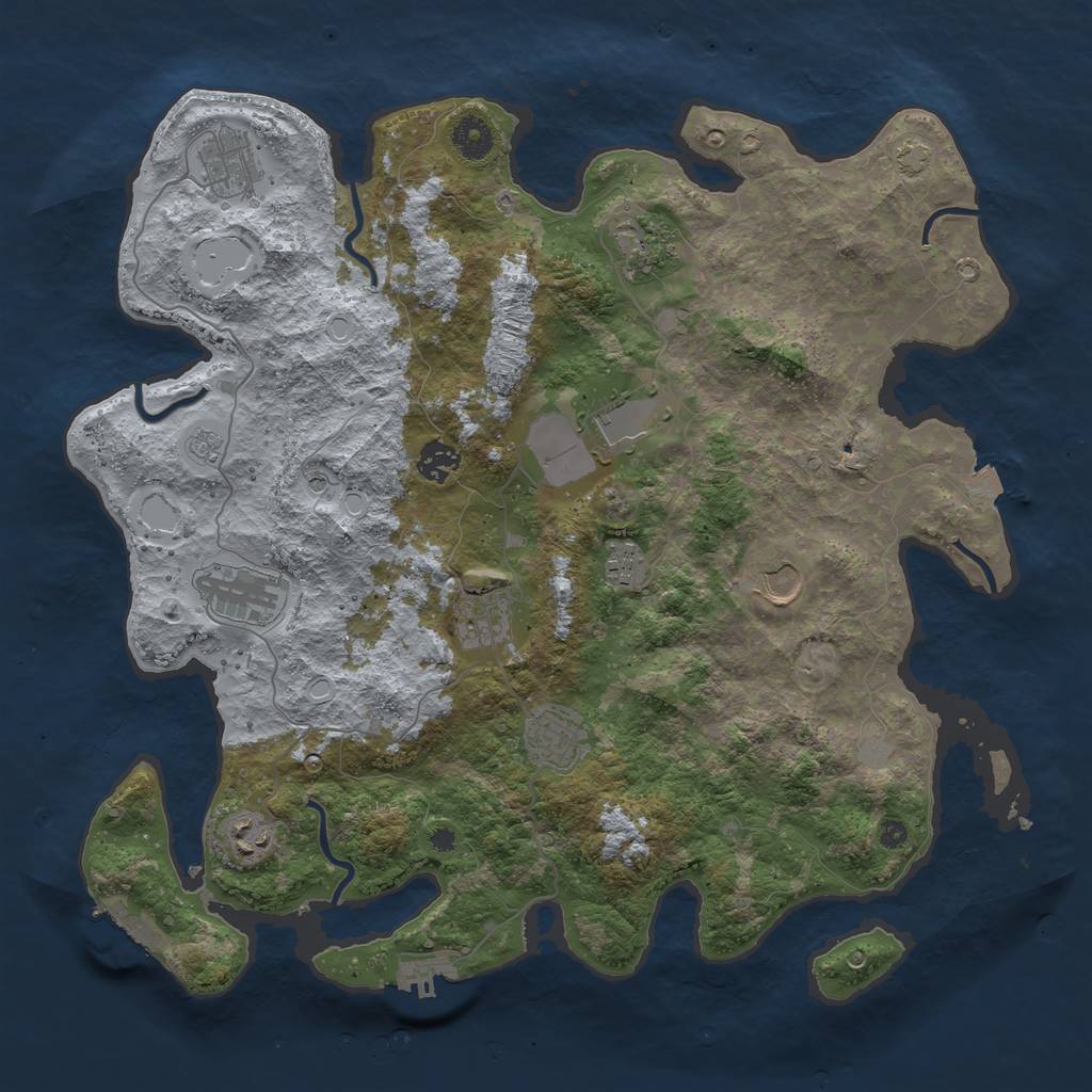 Rust Map: Procedural Map, Size: 3950, Seed: 31793947, 18 Monuments