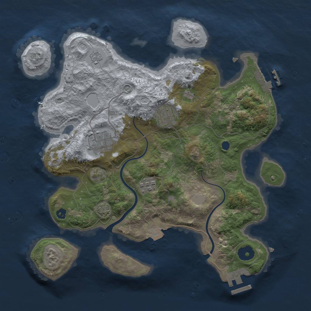 Rust Map: Procedural Map, Size: 3000, Seed: 668542132, 9 Monuments