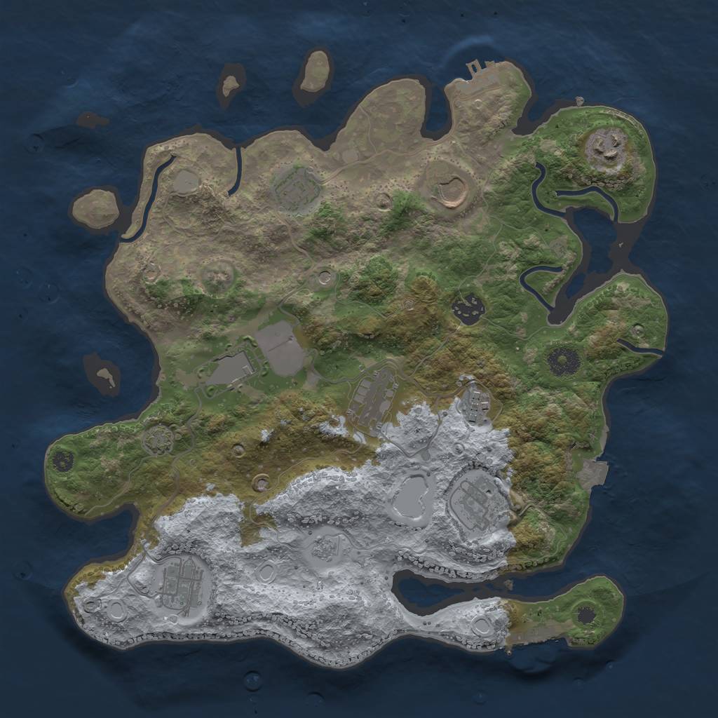 Rust Map: Procedural Map, Size: 3500, Seed: 4086523, 17 Monuments