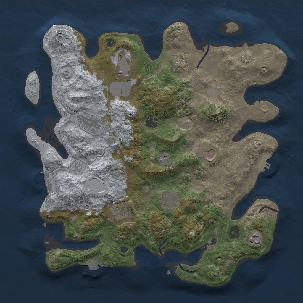 Rust Map: Procedural Map, Size: 3700, Seed: 22361905, 17 Monuments