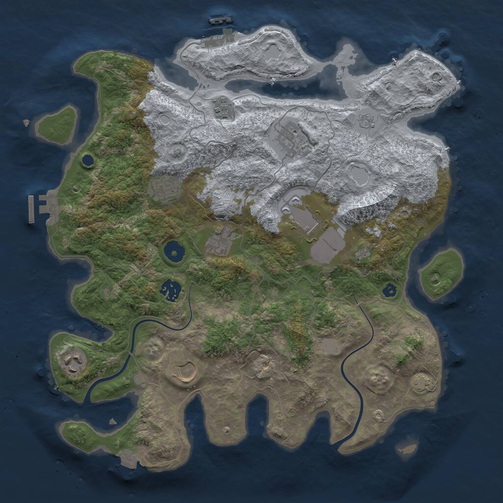 Rust Map: Procedural Map, Size: 3650, Seed: 34112122, 13 Monuments