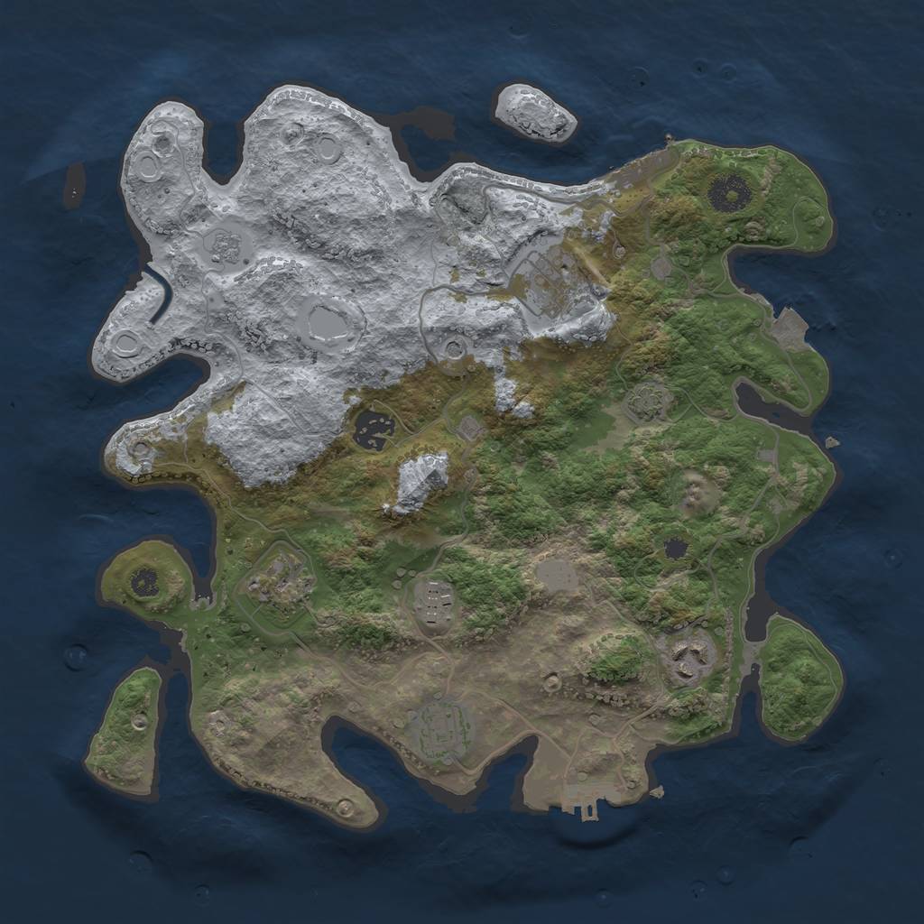 Rust Map: Procedural Map, Size: 3400, Seed: 95950287, 14 Monuments