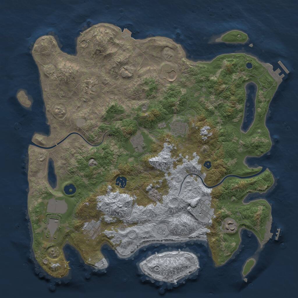 Rust Map: Procedural Map, Size: 3950, Seed: 27862177, 16 Monuments