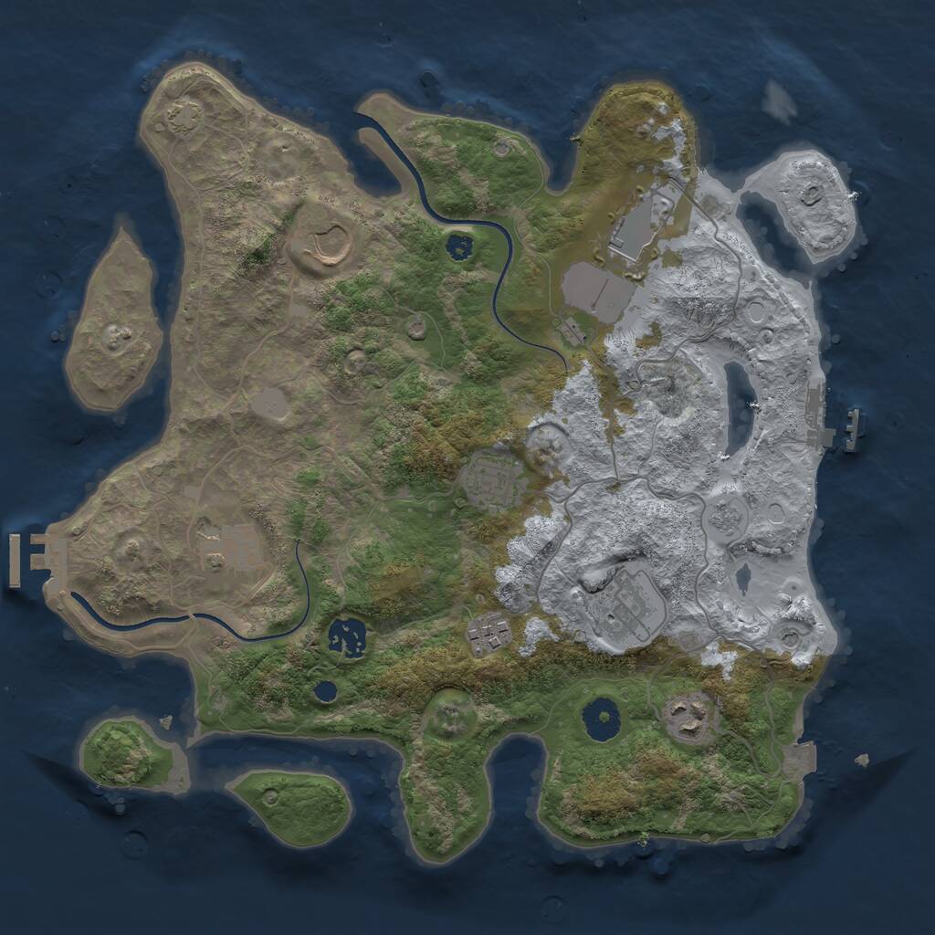 Rust Map: Procedural Map, Size: 3500, Seed: 441399823, 14 Monuments