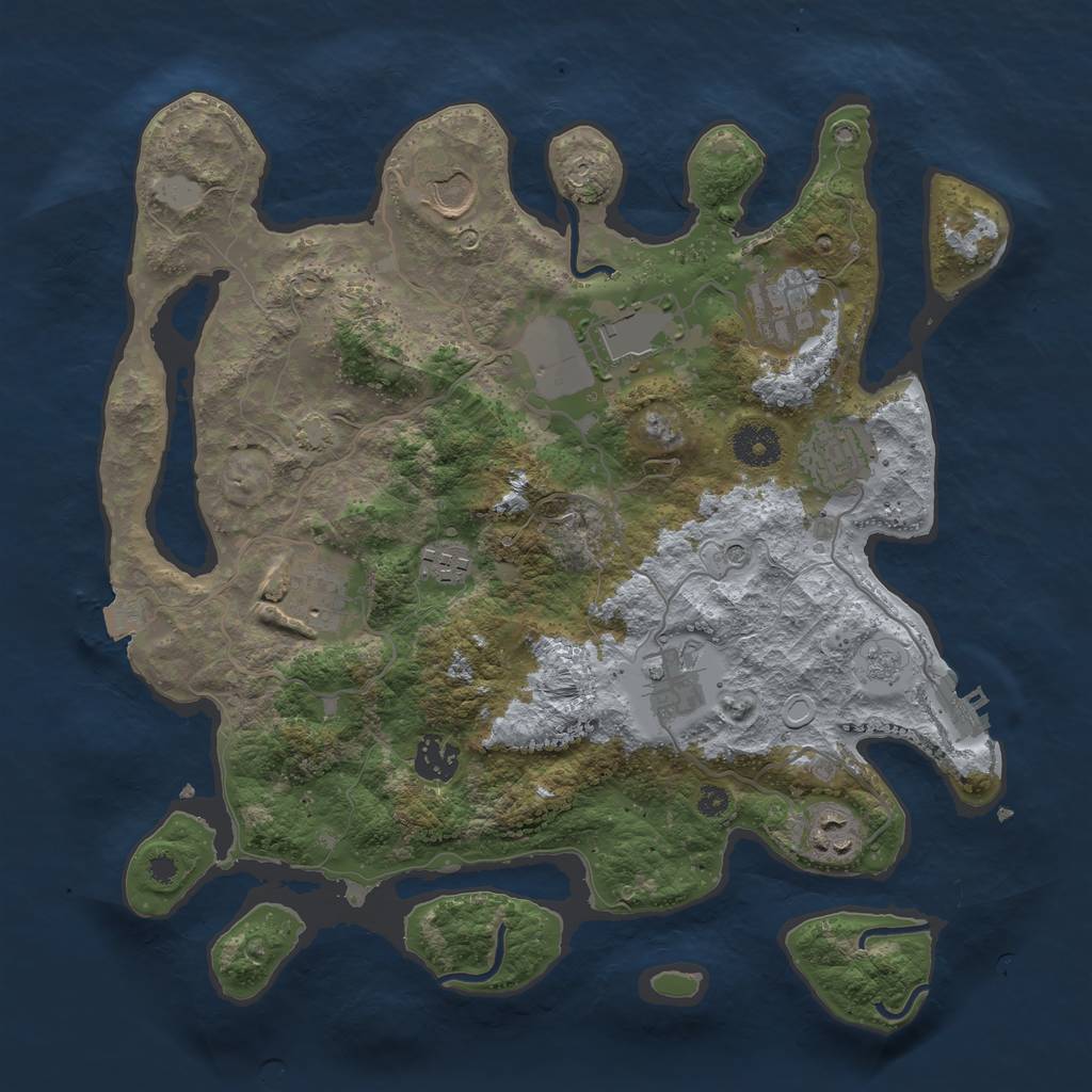 Rust Map: Procedural Map, Size: 3550, Seed: 39301142, 16 Monuments