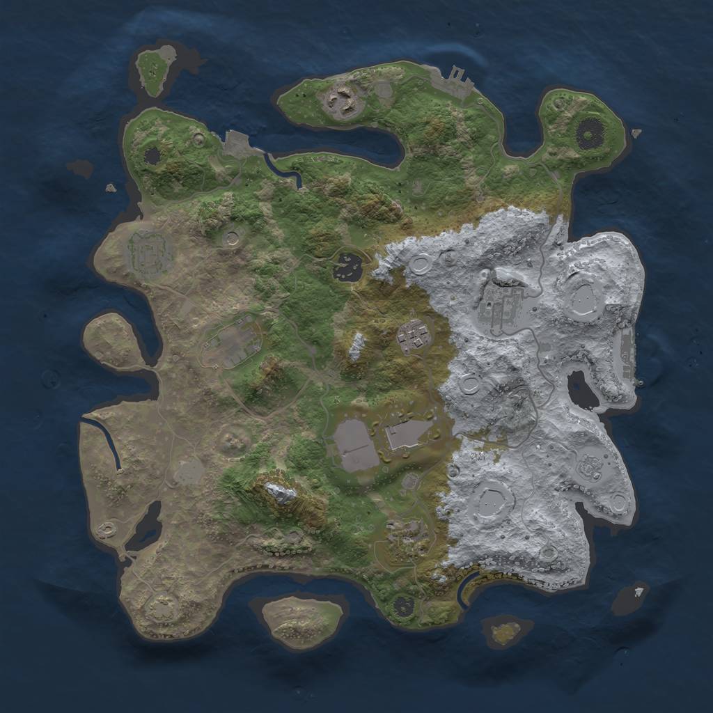 Rust Map: Procedural Map, Size: 3550, Seed: 60309181, 16 Monuments