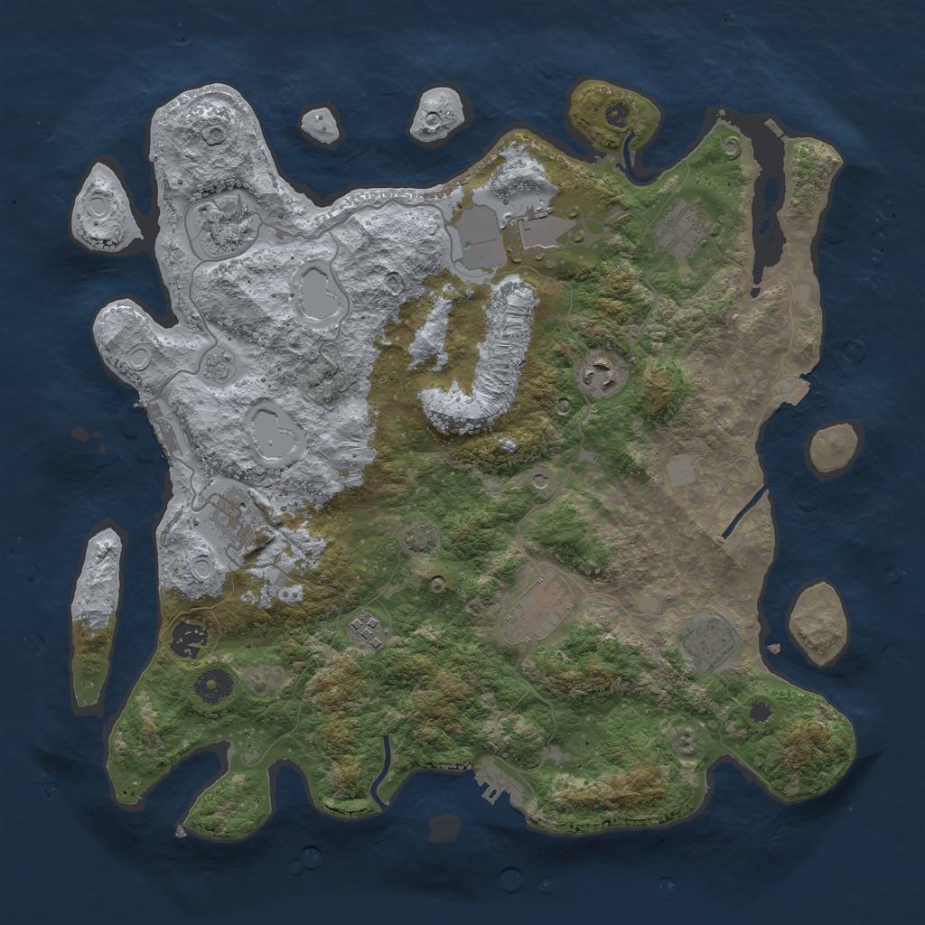 Rust Map: Procedural Map, Size: 3850, Seed: 63204763, 17 Monuments