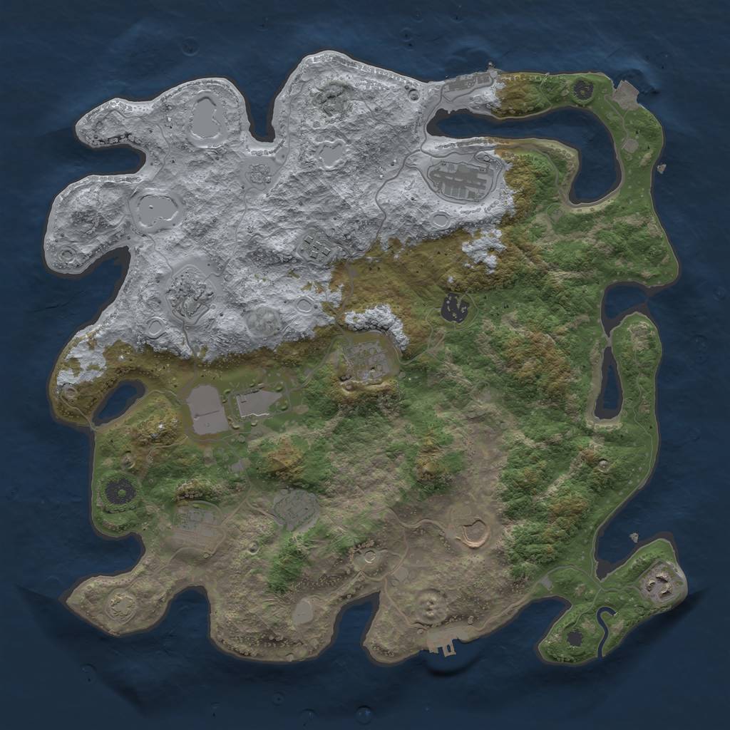 Rust Map: Procedural Map, Size: 3850, Seed: 41537069, 18 Monuments
