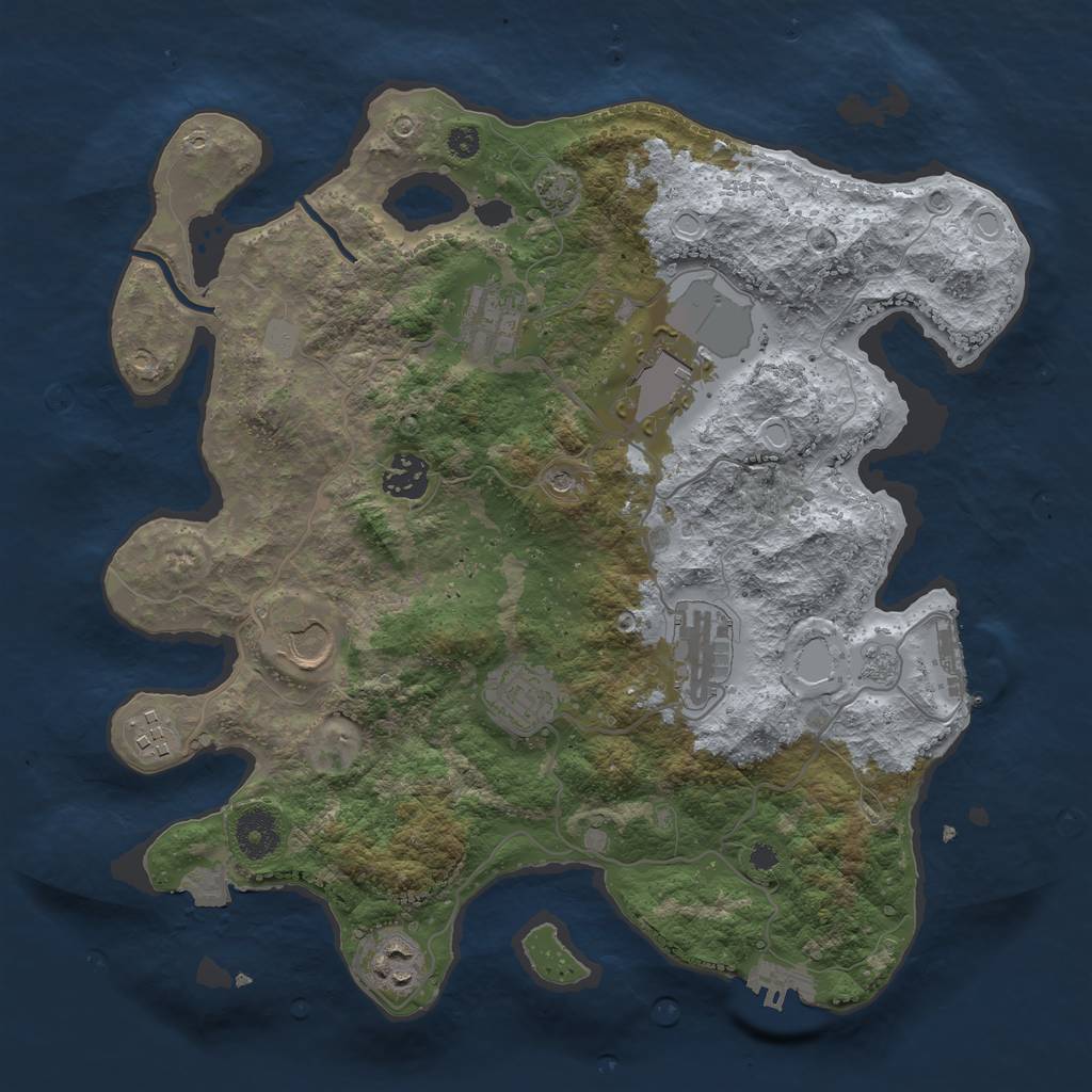 Rust Map: Procedural Map, Size: 3500, Seed: 20231025, 16 Monuments