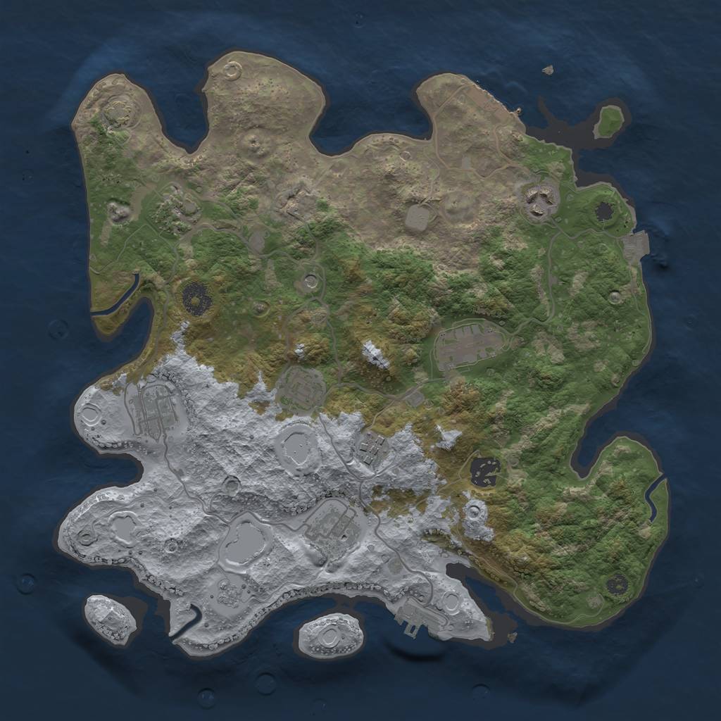 Rust Map: Procedural Map, Size: 3450, Seed: 33223665, 16 Monuments