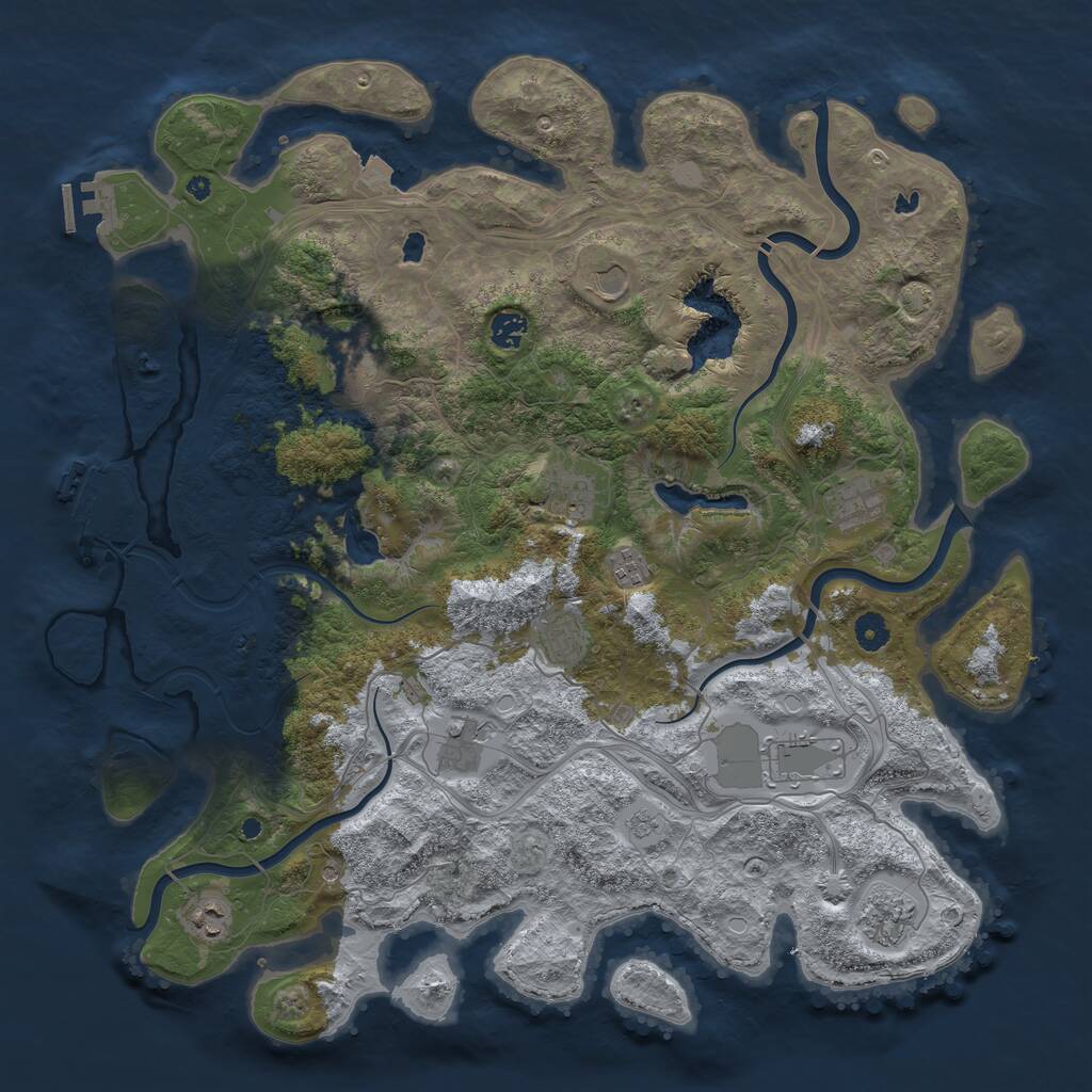 Rust Map: Procedural Map, Size: 4500, Seed: 47736438, 17 Monuments