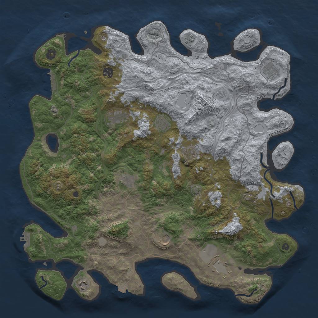 Rust Map: Procedural Map, Size: 4500, Seed: 1426504031, 19 Monuments