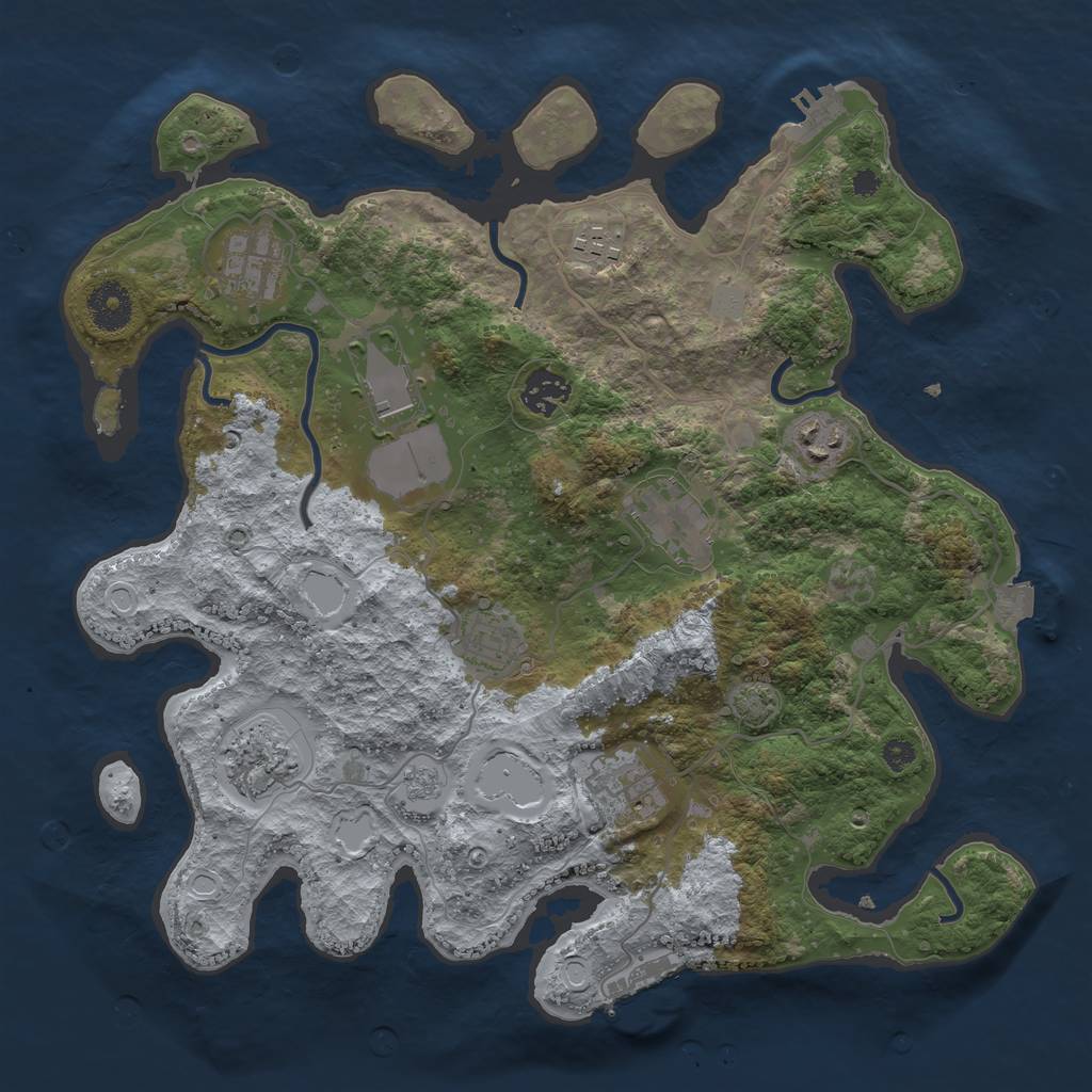 Rust Map: Procedural Map, Size: 3500, Seed: 13417906, 16 Monuments