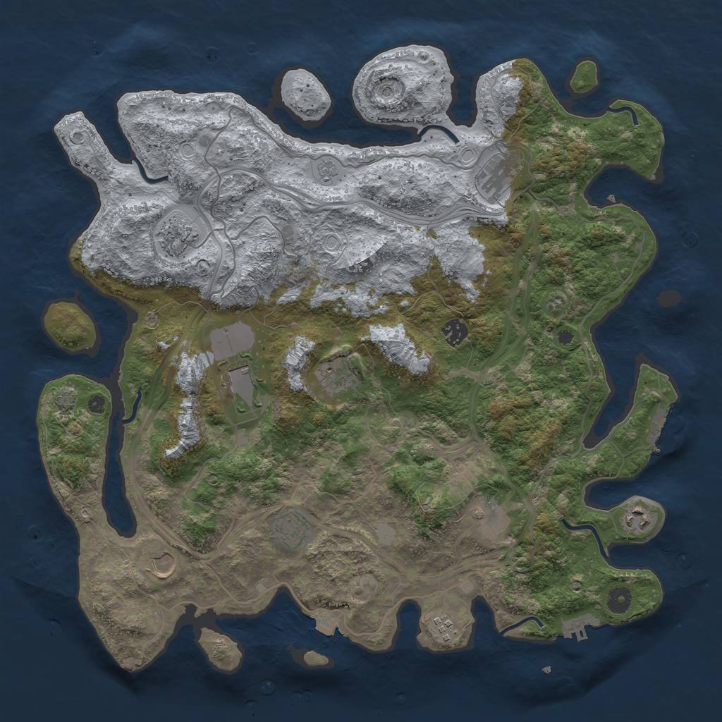 Rust Map: Procedural Map, Size: 4250, Seed: 99035840, 18 Monuments