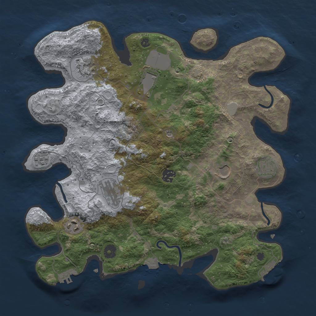 Rust Map: Procedural Map, Size: 3500, Seed: 88489057, 16 Monuments
