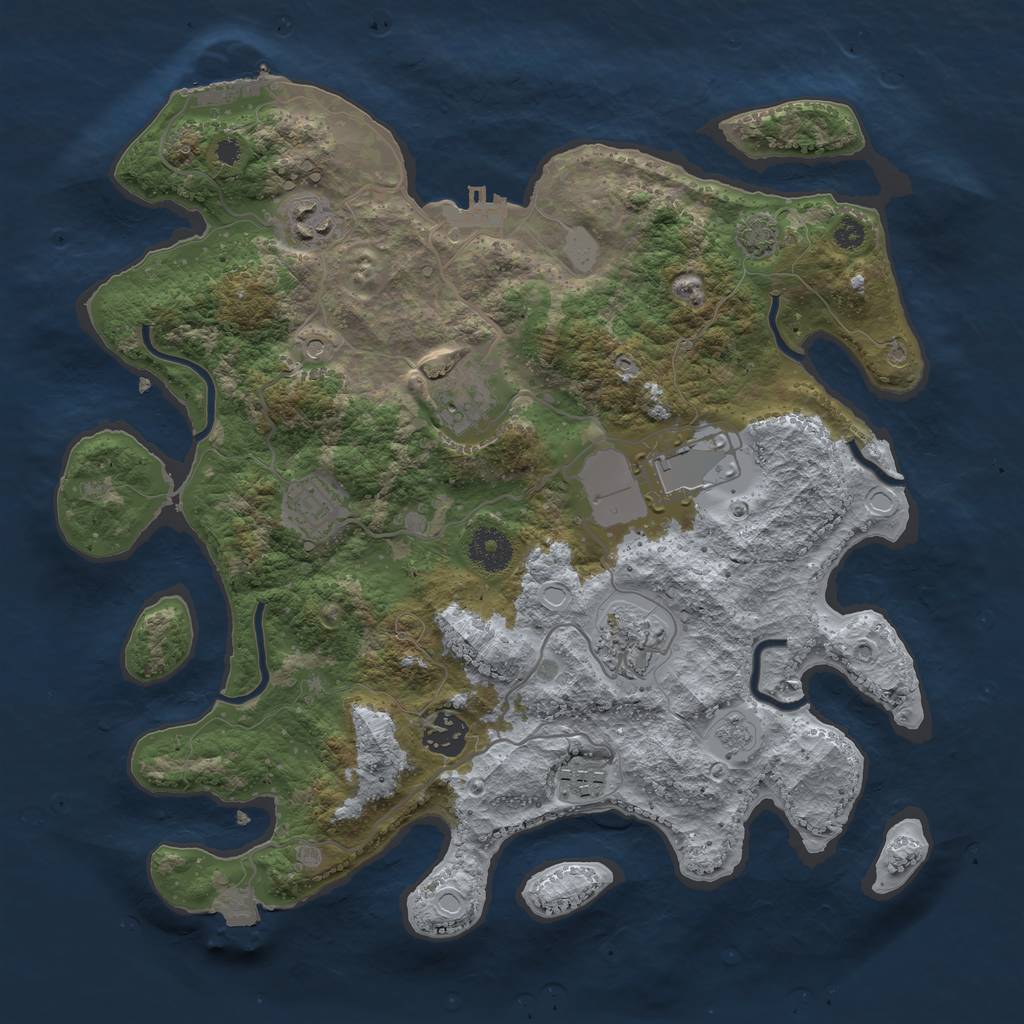 Rust Map: Procedural Map, Size: 3500, Seed: 64846832, 15 Monuments