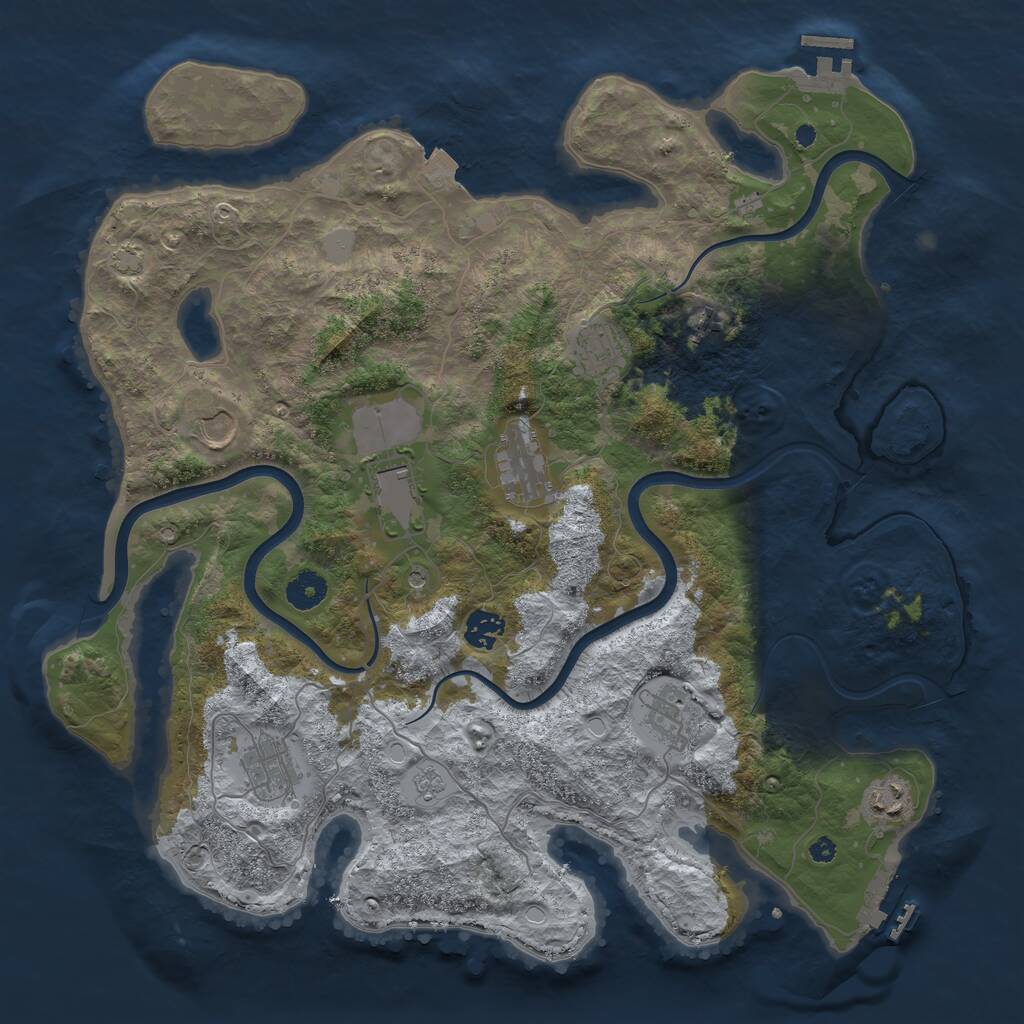 Rust Map: Procedural Map, Size: 3950, Seed: 11105370, 15 Monuments