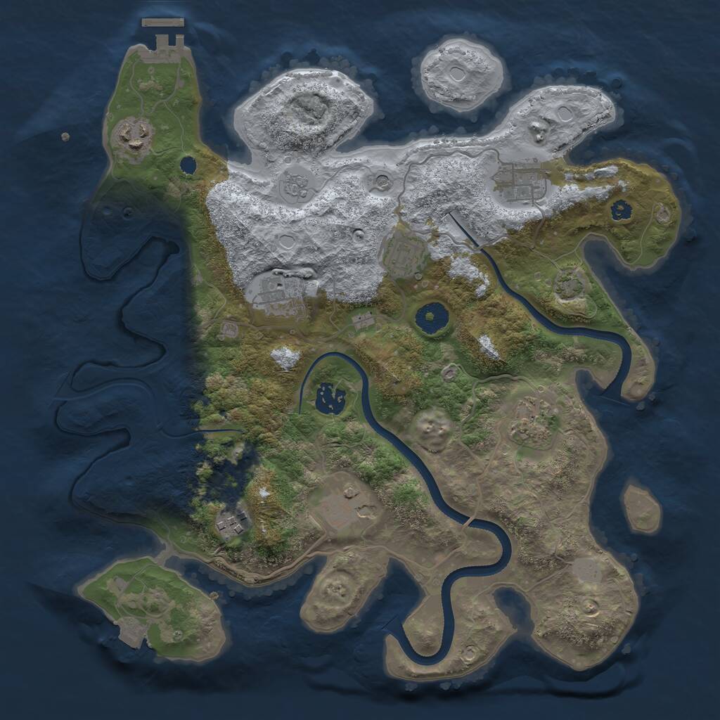 Rust Map: Procedural Map, Size: 3450, Seed: 23709566, 13 Monuments