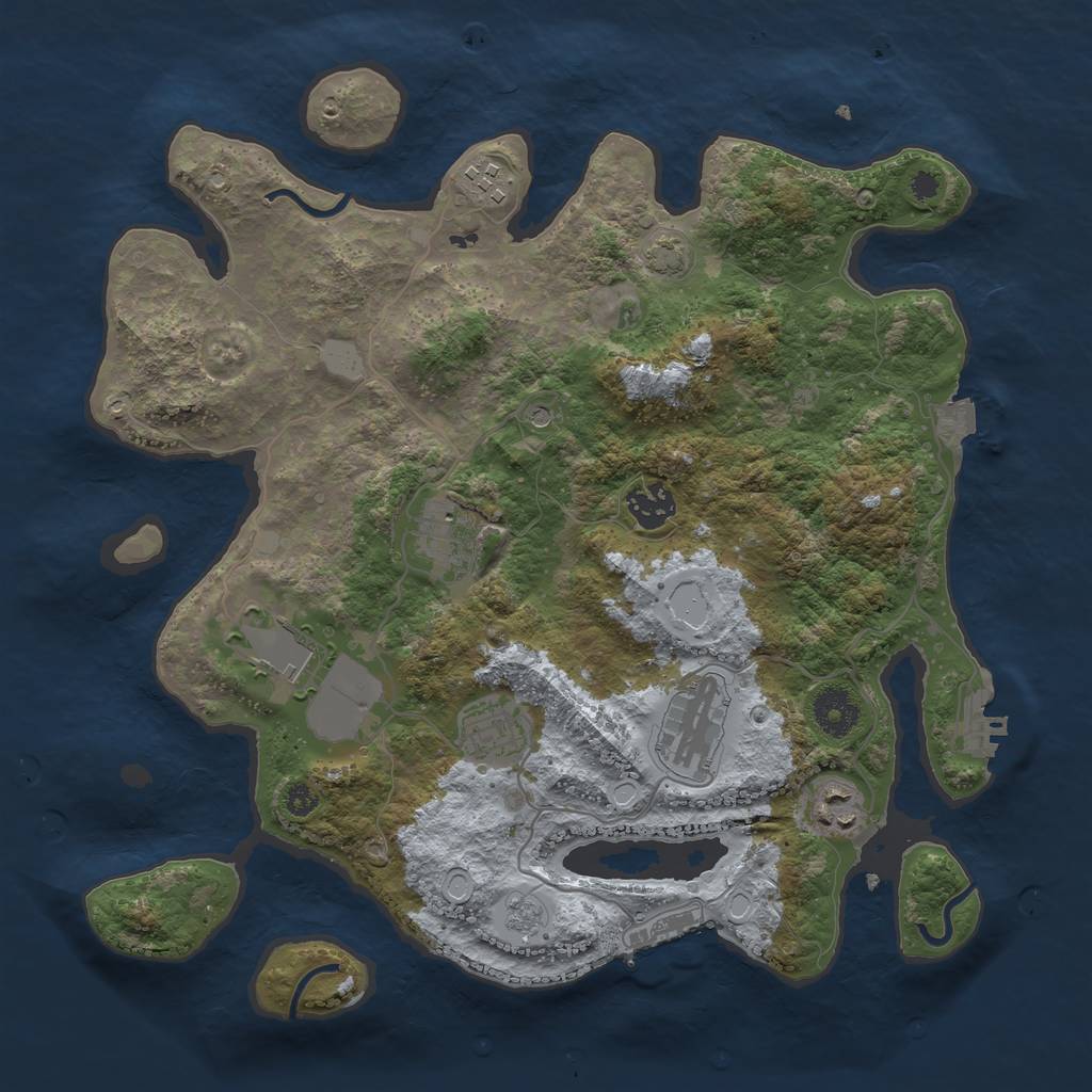 Rust Map: Procedural Map, Size: 3500, Seed: 73829704, 15 Monuments