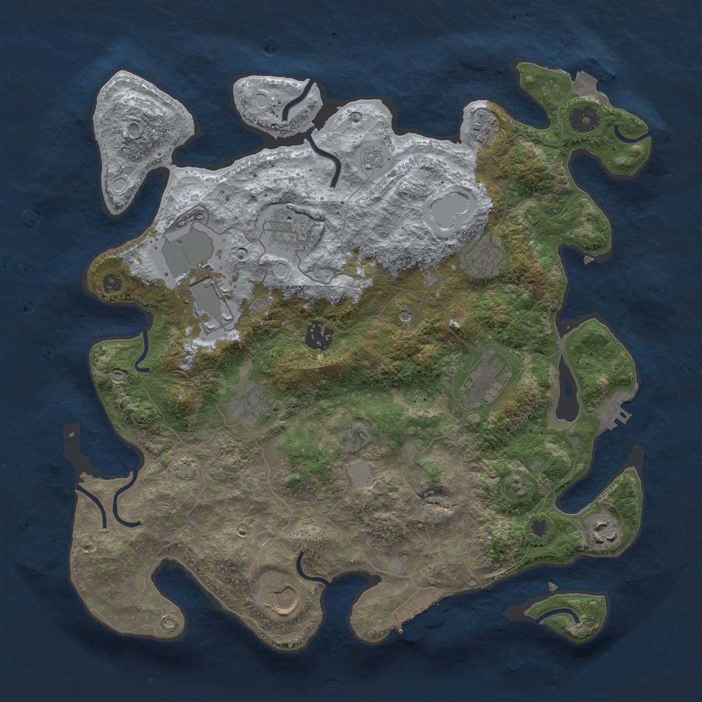 Rust Map: Procedural Map, Size: 3700, Seed: 16535286, 17 Monuments