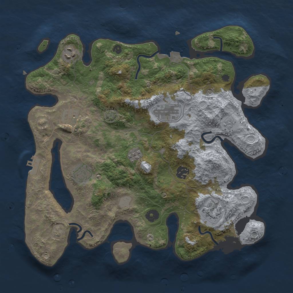 Rust Map: Procedural Map, Size: 3450, Seed: 14495876, 14 Monuments