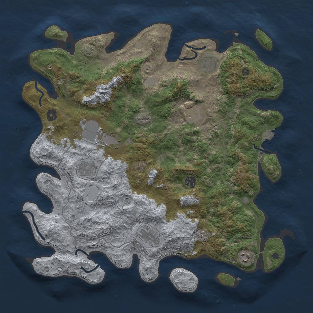 Rust Map: Procedural Map, Size: 4100, Seed: 93990559, 14 Monuments