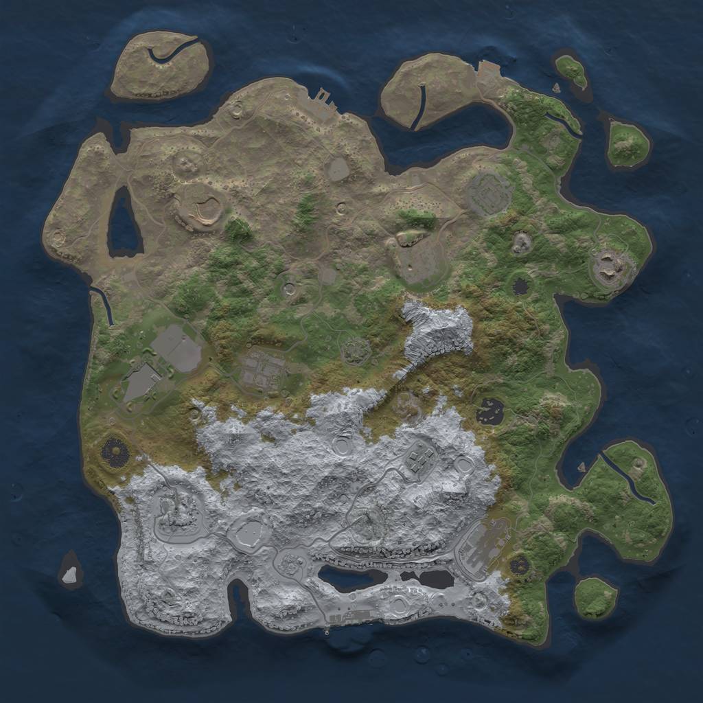 Rust Map: Procedural Map, Size: 3750, Seed: 13952099, 18 Monuments