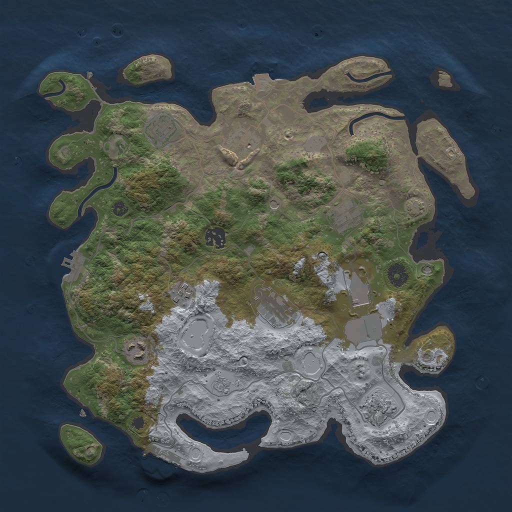 Rust Map: Procedural Map, Size: 3550, Seed: 23207, 17 Monuments