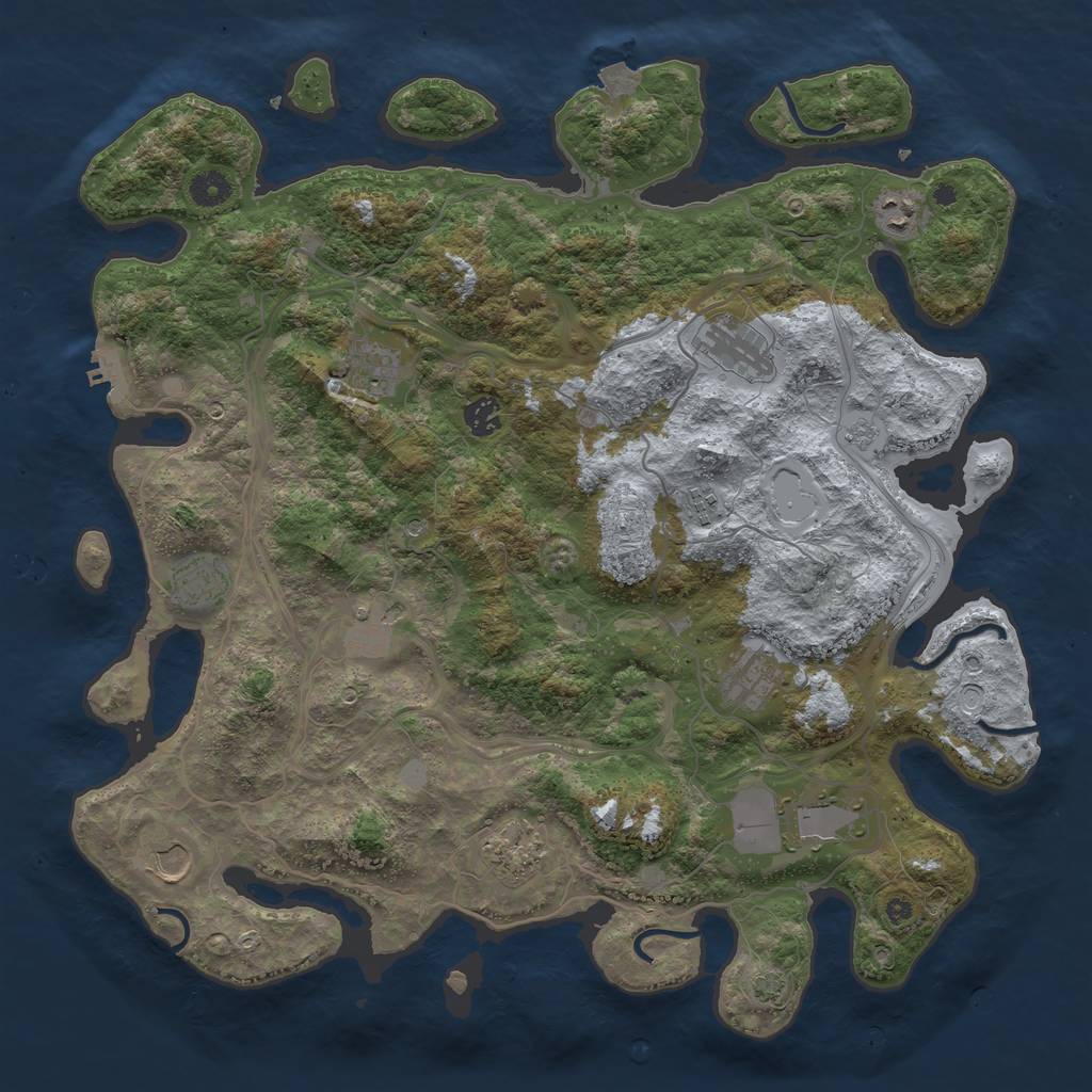 Rust Map: Procedural Map, Size: 4250, Seed: 619354352, 18 Monuments