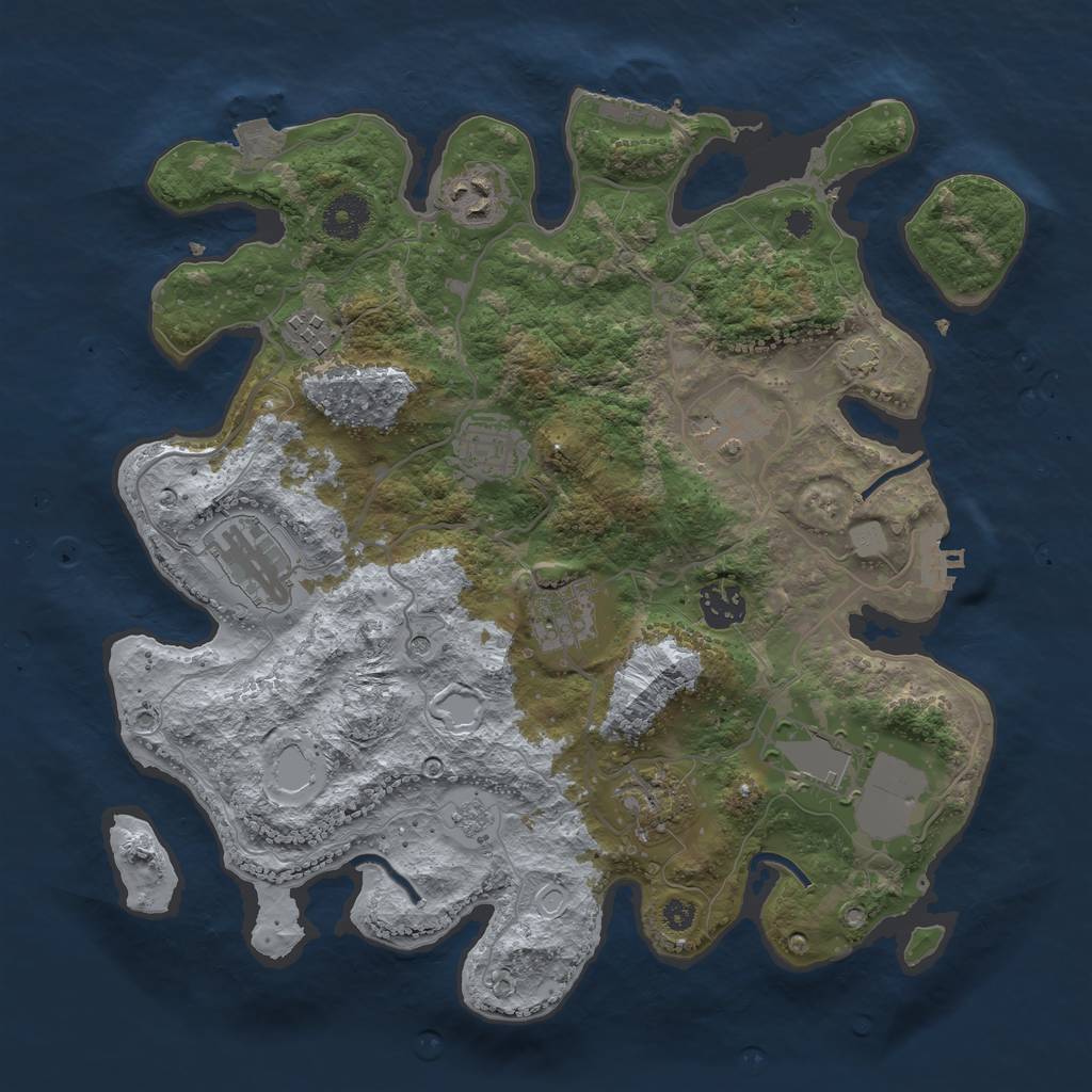 Rust Map: Procedural Map, Size: 3500, Seed: 37088866, 17 Monuments