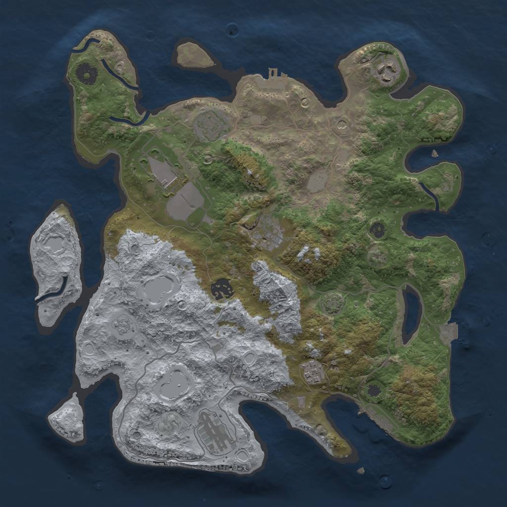 Rust Map: Procedural Map, Size: 3500, Seed: 58618470, 15 Monuments