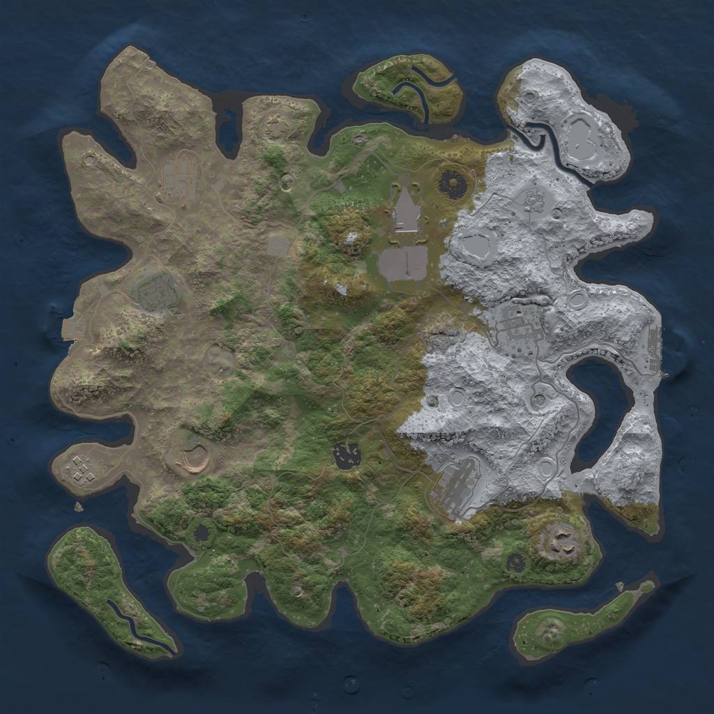 Rust Map: Procedural Map, Size: 3750, Seed: 91883329, 16 Monuments