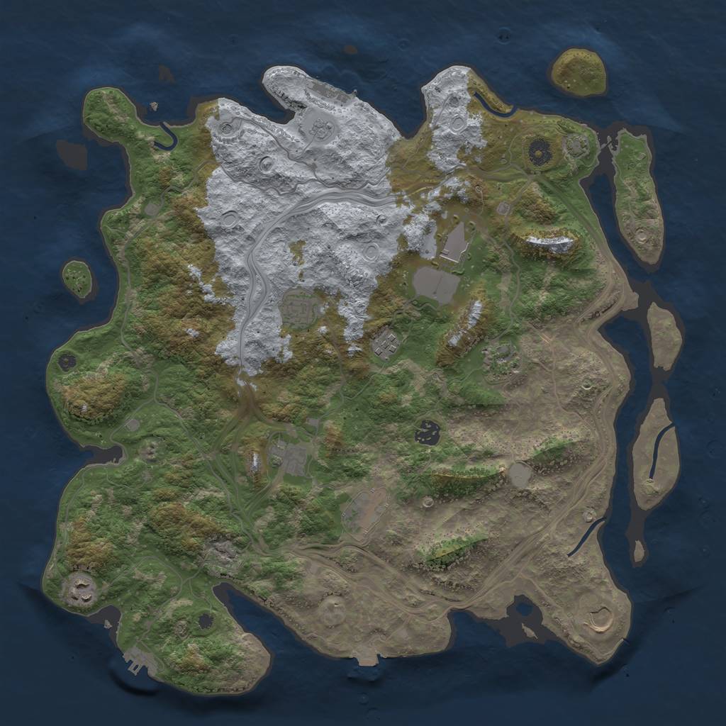 Rust Map: Procedural Map, Size: 4300, Seed: 47033396, 17 Monuments