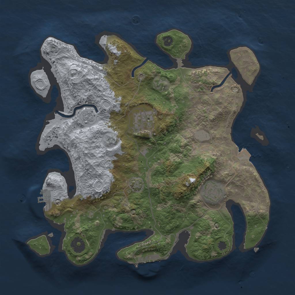Rust Map: Procedural Map, Size: 3000, Seed: 16947, 9 Monuments