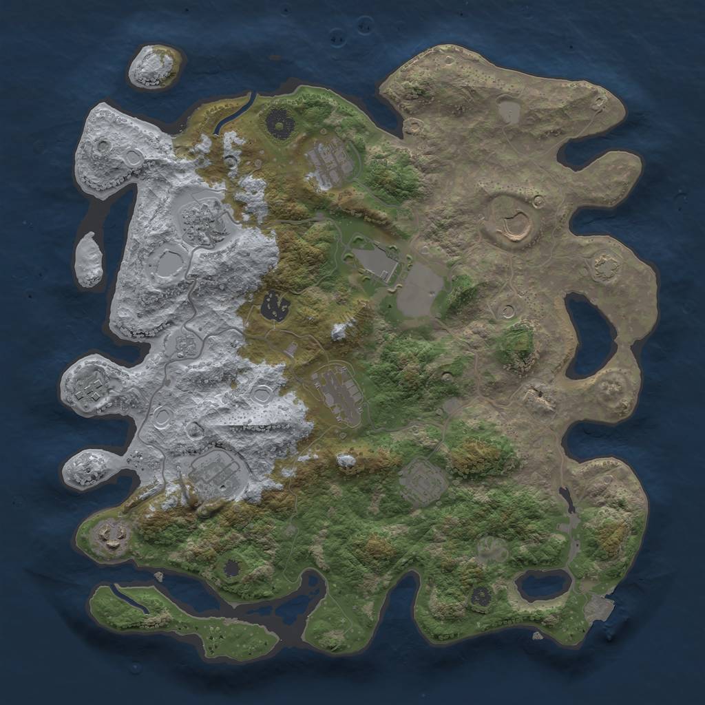 Rust Map: Procedural Map, Size: 3600, Seed: 33181761, 16 Monuments