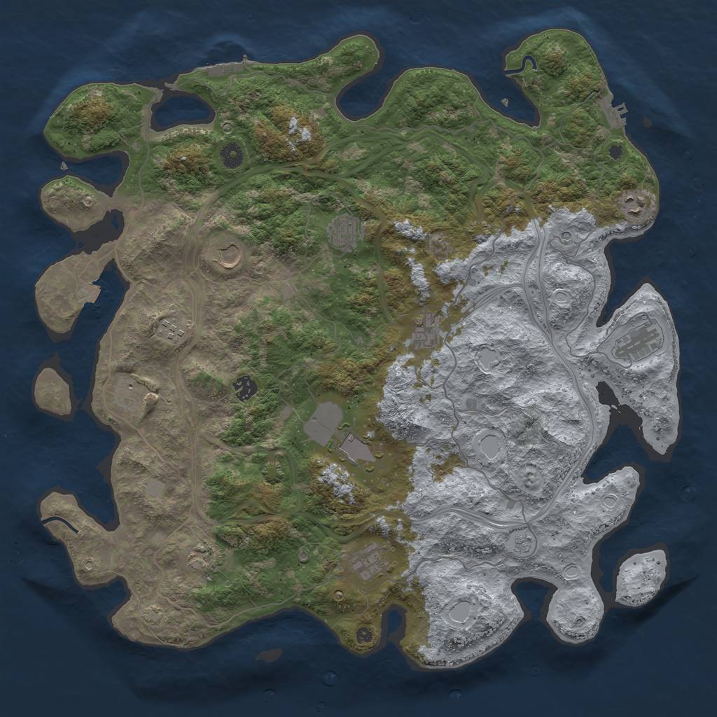 Rust Map: Procedural Map, Size: 4500, Seed: 866533520, 19 Monuments