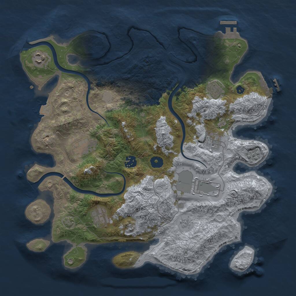 Rust Map: Procedural Map, Size: 3600, Seed: 44210544, 14 Monuments