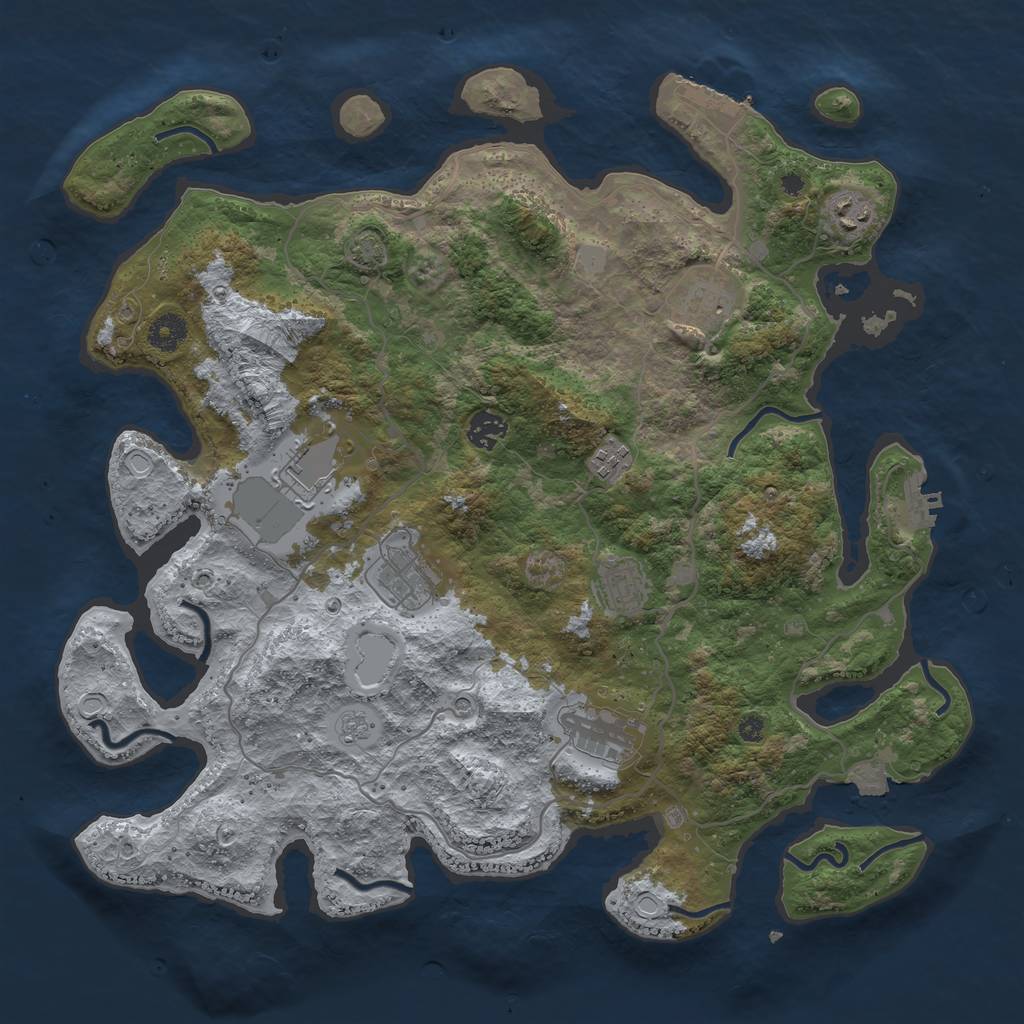 Rust Map: Procedural Map, Size: 4000, Seed: 474185311, 16 Monuments