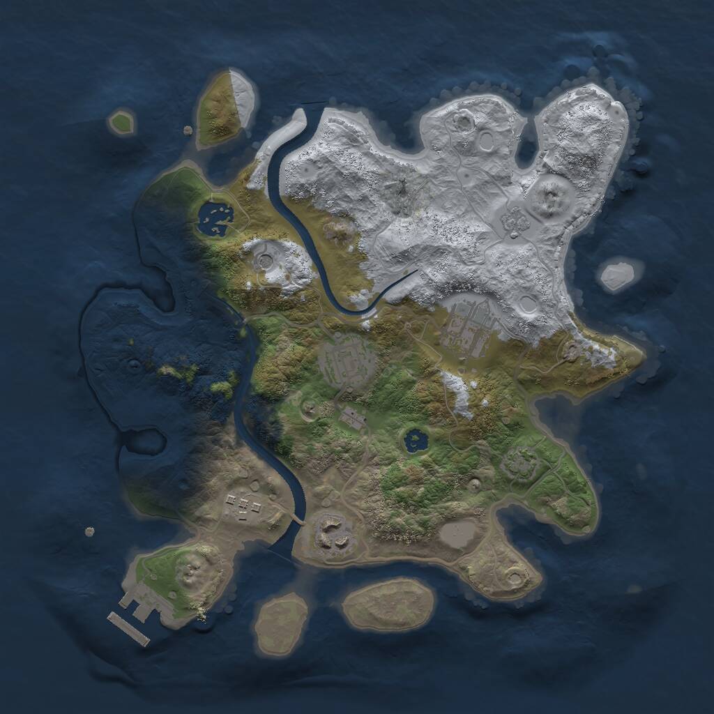Rust Map: Procedural Map, Size: 3000, Seed: 1357, 10 Monuments