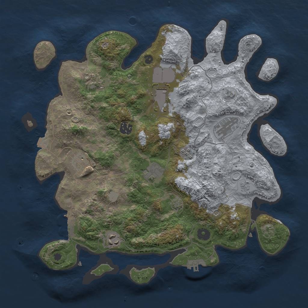 Rust Map: Procedural Map, Size: 3600, Seed: 4774766, 16 Monuments