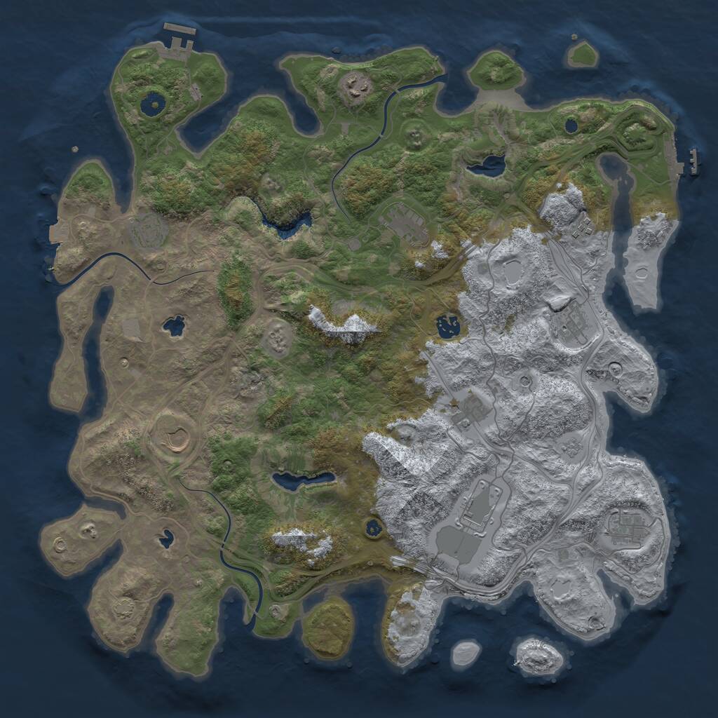 Rust Map: Procedural Map, Size: 4500, Seed: 1833462666, 16 Monuments