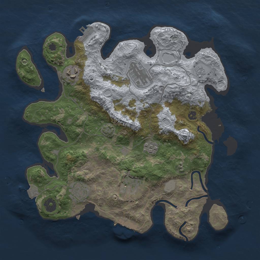 Rust Map: Procedural Map, Size: 3000, Seed: 54653814, 12 Monuments
