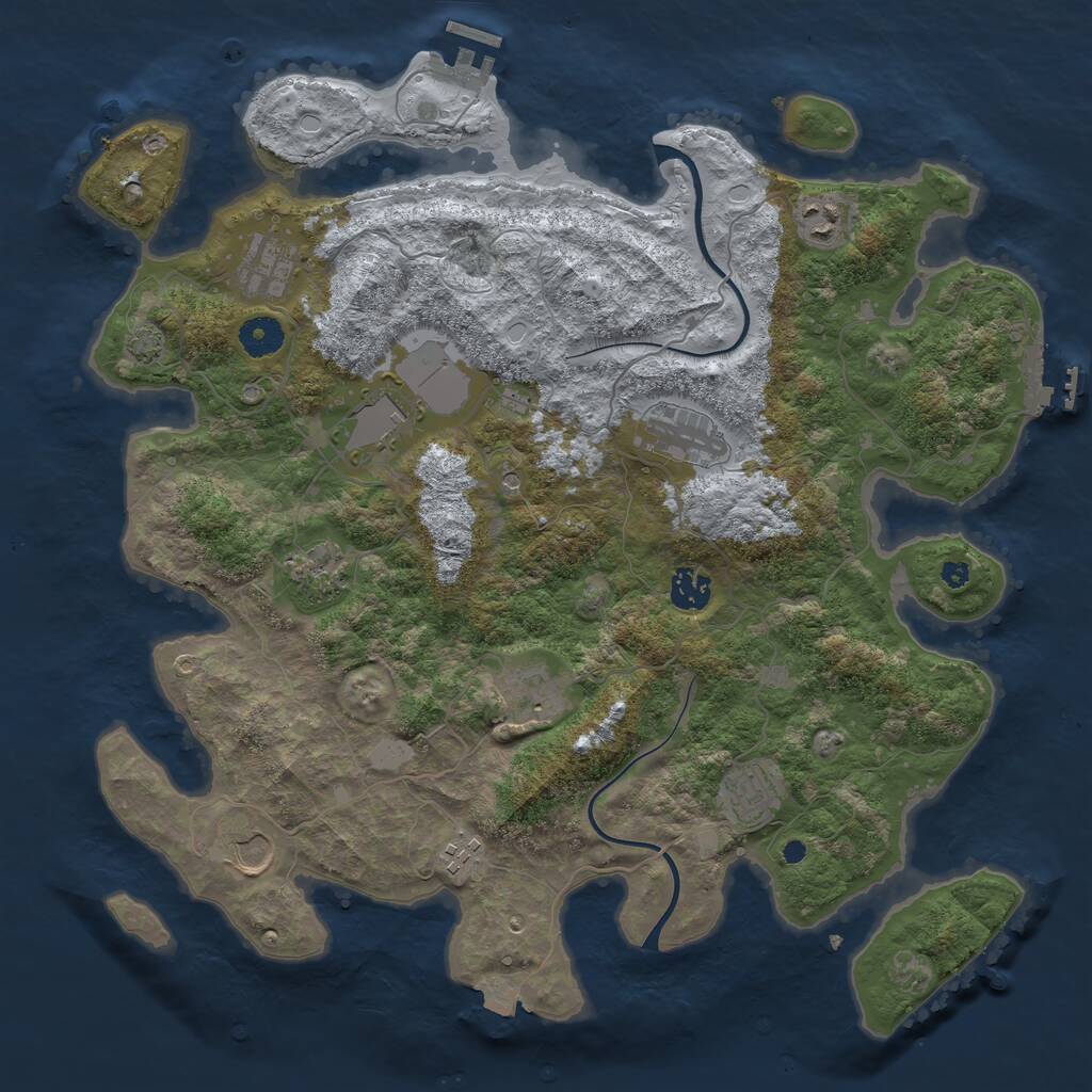 Rust Map: Procedural Map, Size: 3900, Seed: 55041450, 15 Monuments